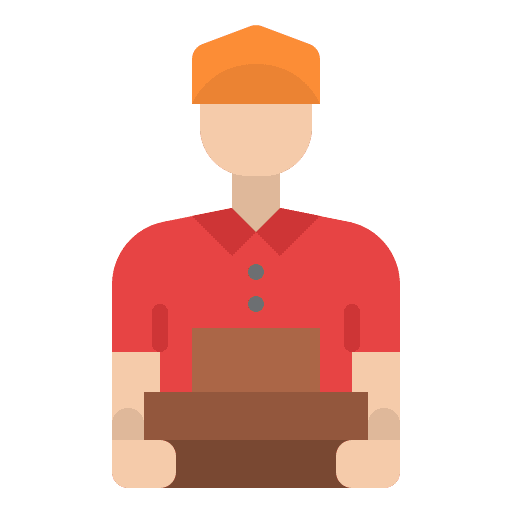 Delivery man take away food and restaurant delivery man icon