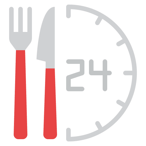 Food service restaurants food delivery 24 hours icon