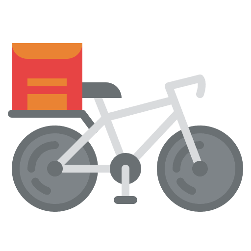 Delivery bike shopping bag food bicycle icon