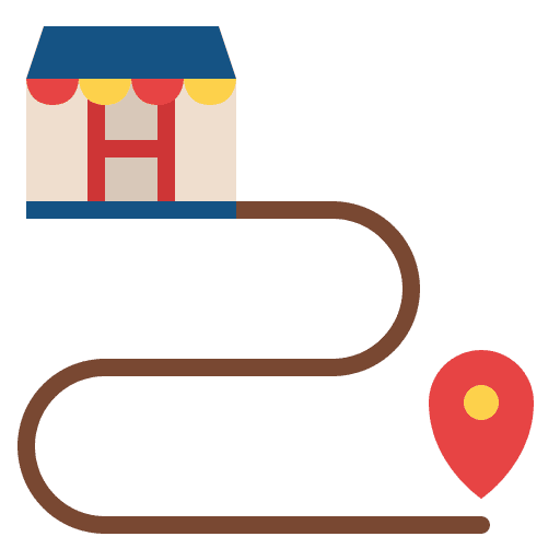 Distance map route food and restaurant icon