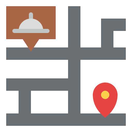 Map food order food and restaurant icon