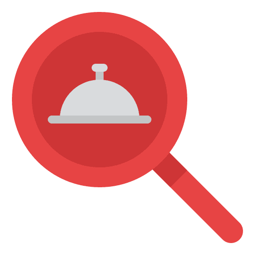 Searching cloche food and restaurant magnifier icon