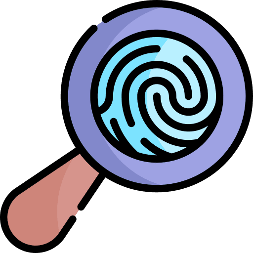 Fingerprint investigation magnifying glass crime icon