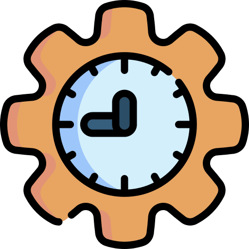 Settings gear time and date settings icon