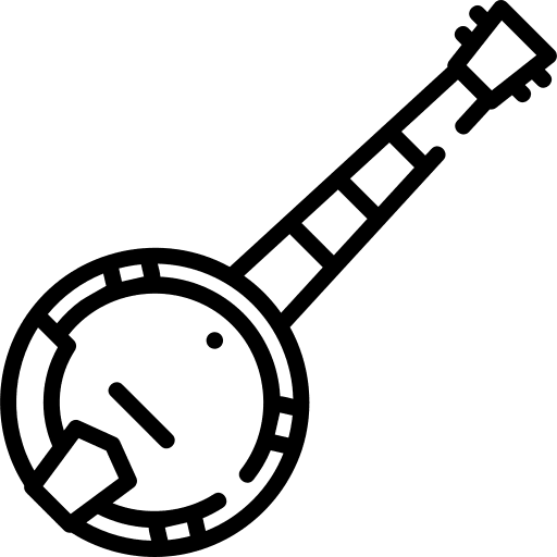 Banjo string folk music and multimedia icon