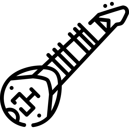 Sitar music and multimedia musical instrument india icon