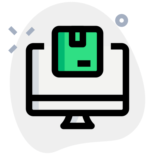 Desktop computer boxes shipment logistics icon