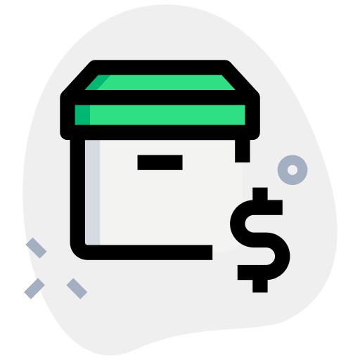 Money cargo logistics parcel icon