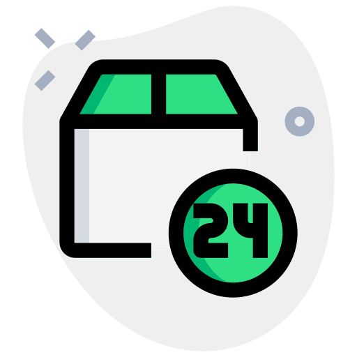 24 hour clock logistics shipping package icon