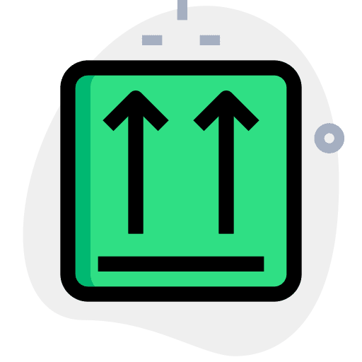Upwards shipping transport boxes icon