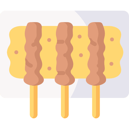 Satay food and restaurant food asian food icon