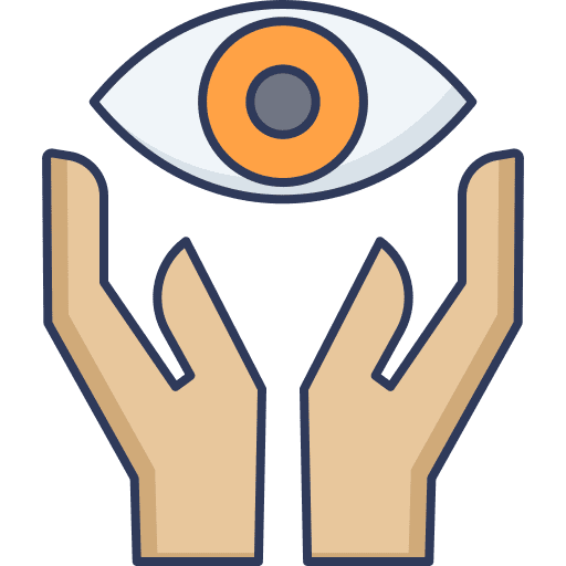 Eye care hand eyesight ophthalmologist icon