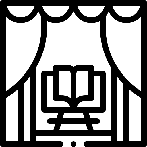 Theater theatre curtains book icon