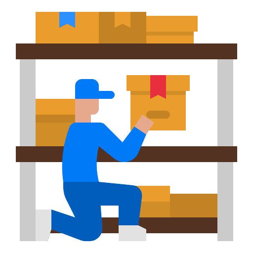 Stock logistics warehouse factory icon