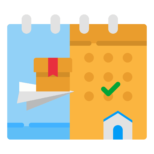 Delivery schedule delivery schedule time and date box icon