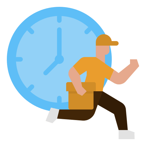 Fast delivery delivery man fast delivery clock icon