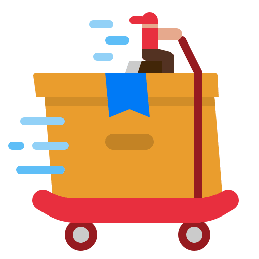 Fast delivery fast delivery package skateboard icon