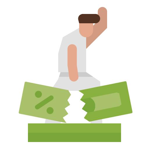 Taxes karate business and finance broken icon
