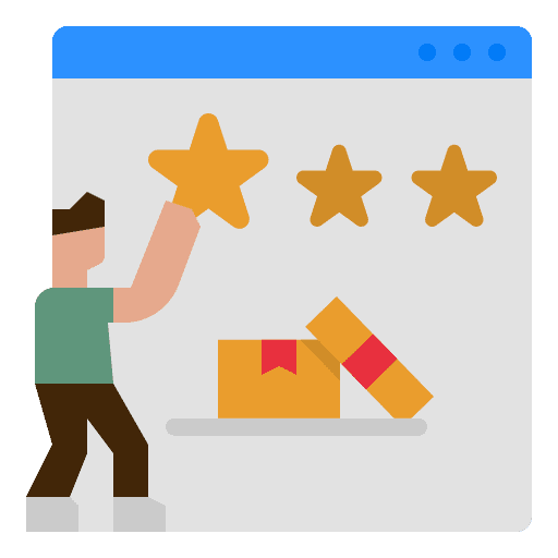 Review customer satisfaction rating logistics delivery icon