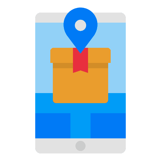 Tracking app location shipping and delivery package icon