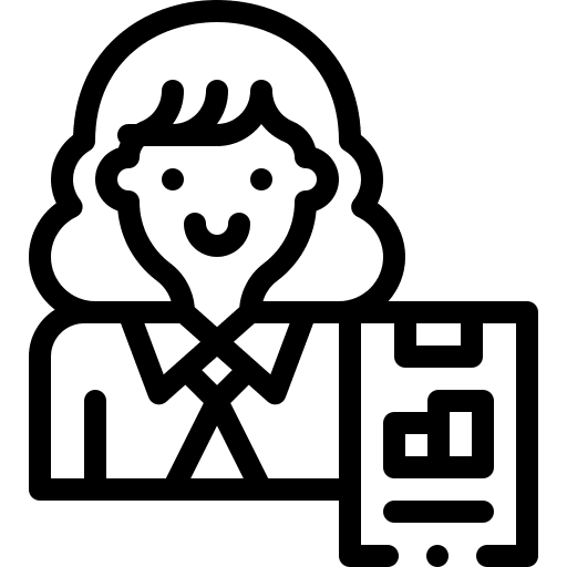 Broker user woman sales rep icon