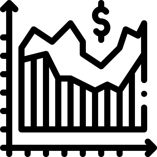 Line chart benefits arrow analytics icon