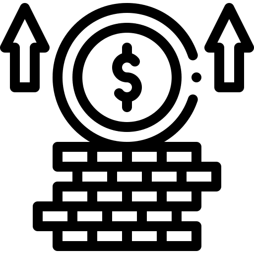 Money growth stack money up arrow icon