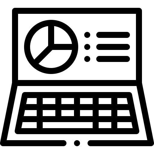 Pie chart laptop report business and finance icon