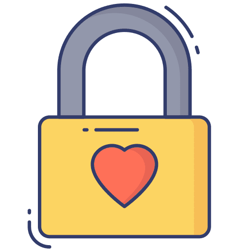 Lock security love heart icon