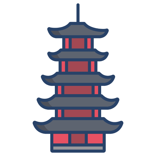 Pagoda architecture and city pagoda architectonic icon