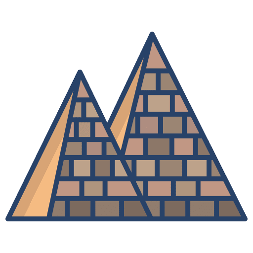 Pyramid architecture and city desert dune icon