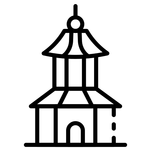 Building architecture and city temple monument icon