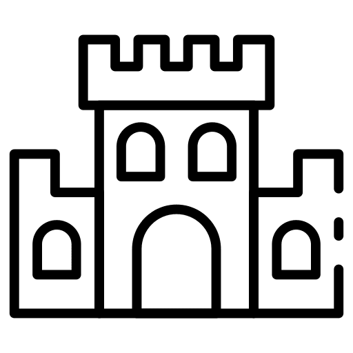 Castle fort architecture and city building icon