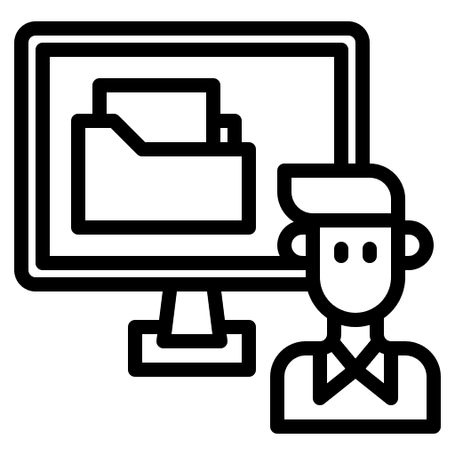 Computer employee monitor business and finance icon