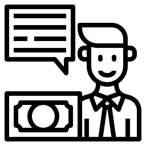 Man office chat box finance icon