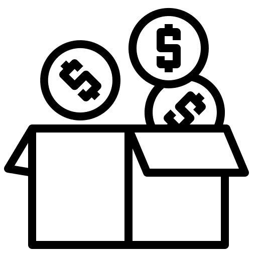 Money coins open box business and finance icon