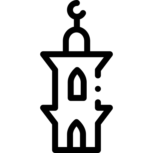 Minaret eid mubarak islam half moon icon