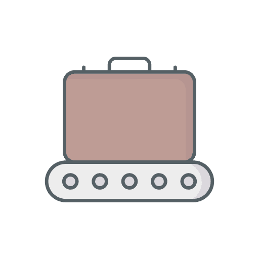 Conveyor belt traveling luggage tourism icon
