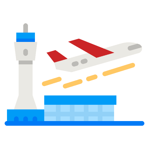 Airport terminal airplane travel icon