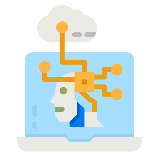 Artificial intelligence laptop robotics cloud icon
