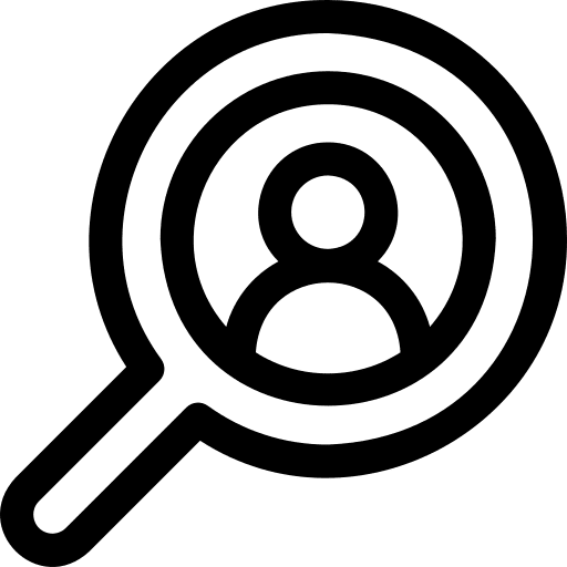 Search team magnifying glass user icon
