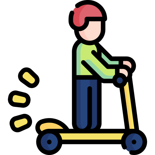 Electric scooter man kick scooter transportation icon