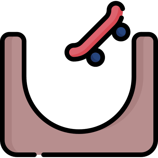 Skateboard urban slope jump icon