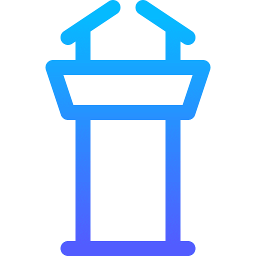 Tribune speaking communication microphone icon