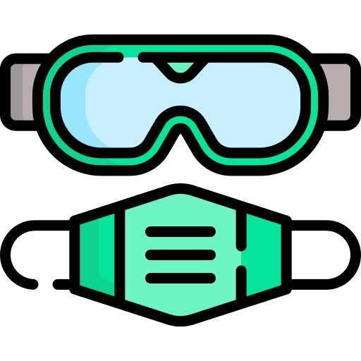 Safety goggles security medical face mask icon