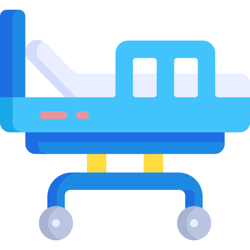 Hospital bed wheels gurney furniture icon