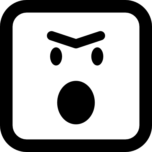 Angry emoticon face with opened mouth in rounded square outline faces angry emoticons icon