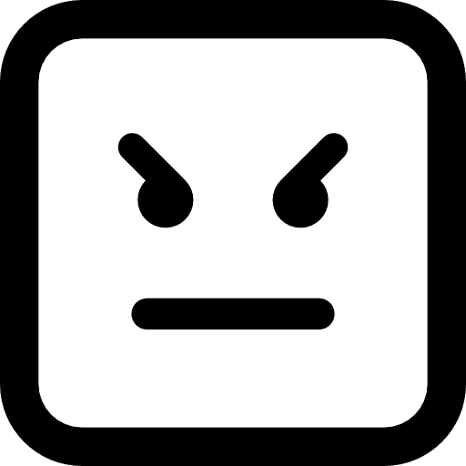 Angry emoticon square face angry mad mouth icon