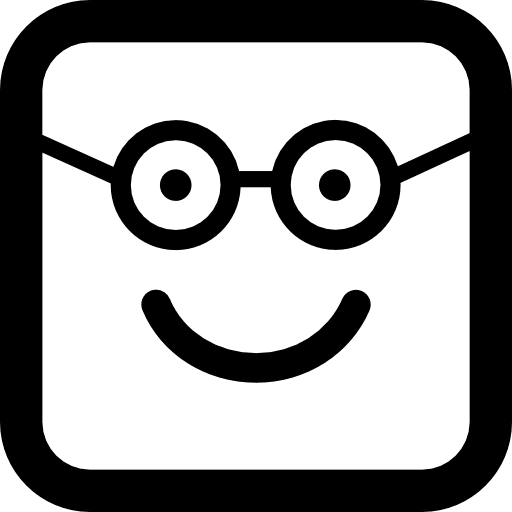 Nerd happy smiling face in rounded square face nerds eyeglasses emoticons icon