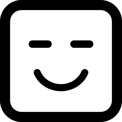 Smiling emoticon square face with closed eyes face smiley smiling icon